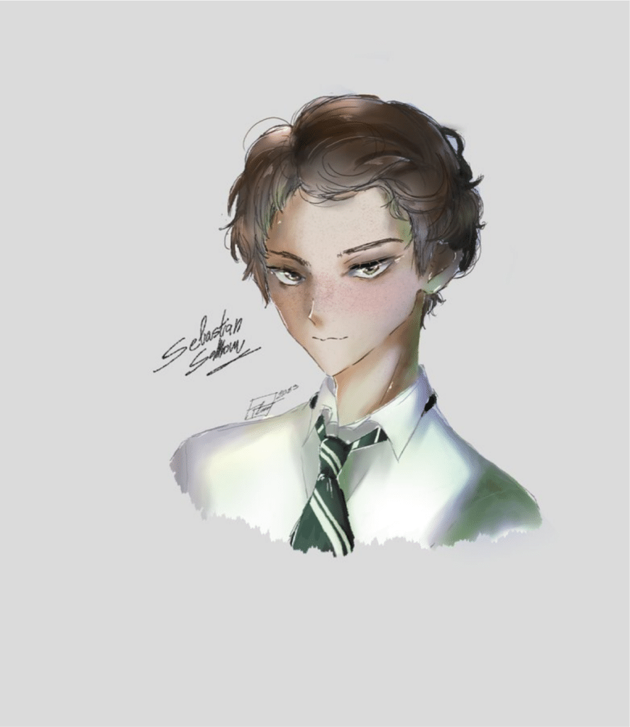 Stylized drawing of Hogwarts student